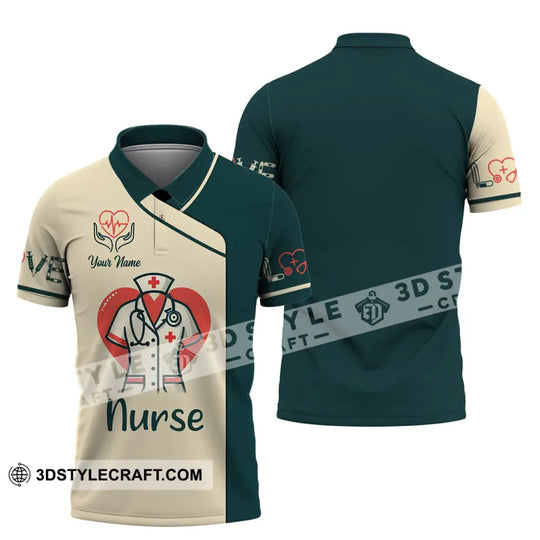 Woman Shirt, Custom Name Nurse Shirt, Nurse Polo Long Sleeve, Nurse Love T-Shirt style option 4
