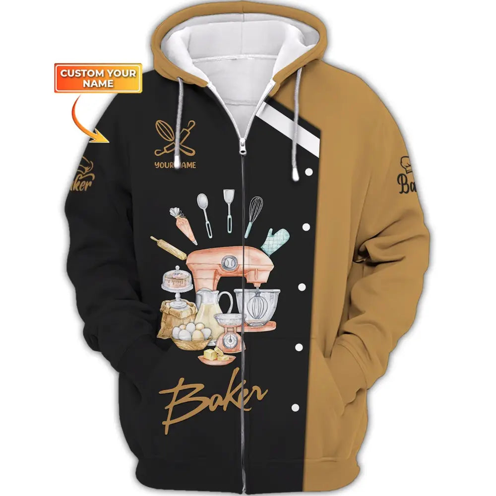 Women Shirt Baking Lover Baker Hoodie Sportwear Zipper / S T-Shirt