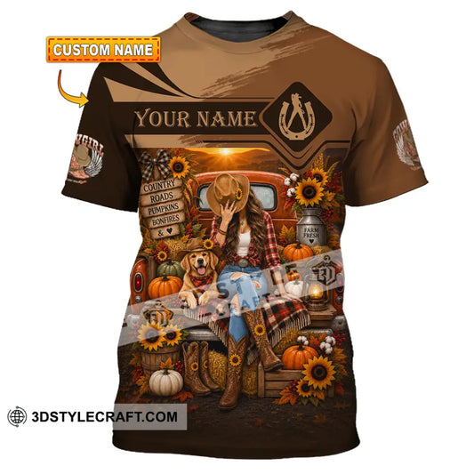 Women Shirt - Custom Autumn Cowgirl Shirt - T-shirt