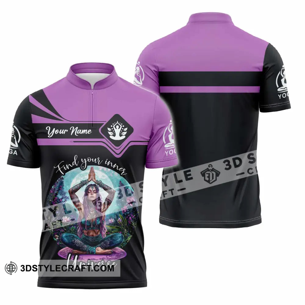 Women Shirt - Custom Find Your Inner Universe Yoga Shirt Zipper Polo Shirt / S T-shirt