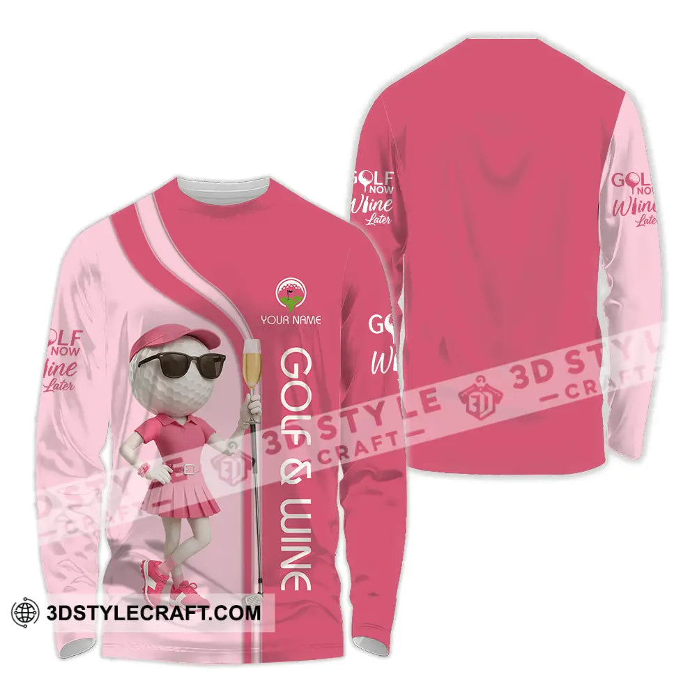 Women Shirt - Custom Golf And Wine Shirt Long Sleeve Shirt / S T-shirt