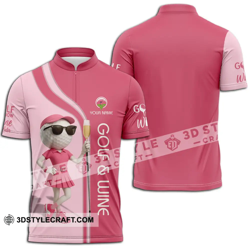 Women Shirt - Custom Golf And Wine Shirt Zipper Polo Shirt / S T-shirt