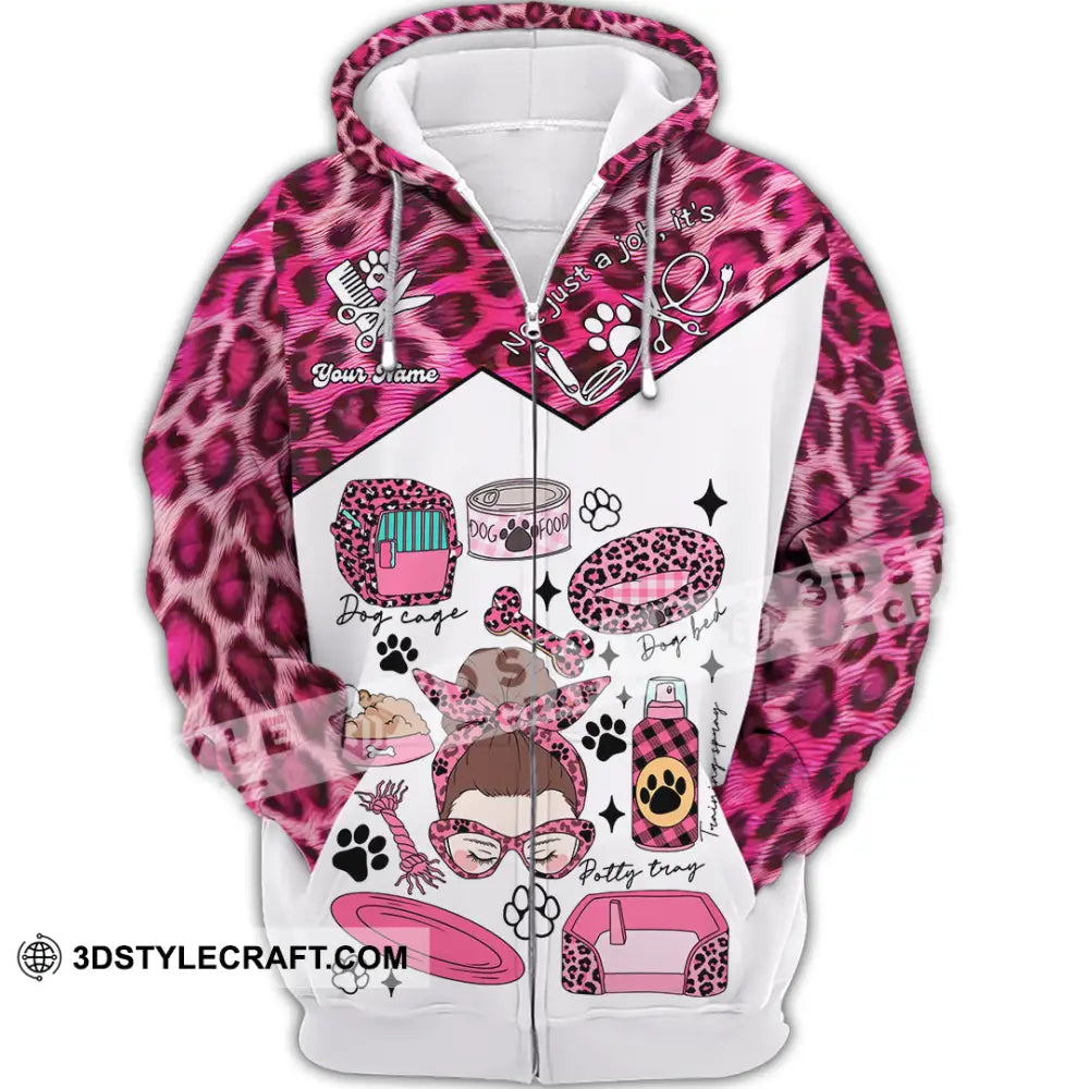 Women Shirt - Custom It’s Not Just A Job It’s Love Pet Groomer Shirt Zipper Hoodie / S T-shirt