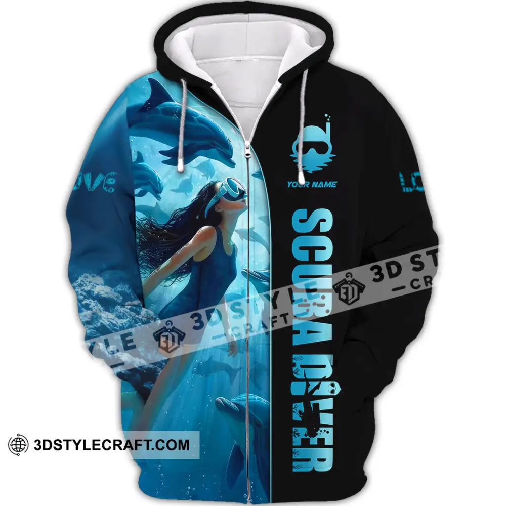 Women Shirt - Custom Love Scuba Diving Shirt For Diver Zipper Hoodie / S T-shirt