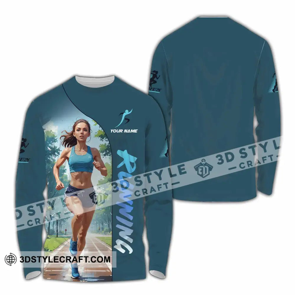 Women Shirt - Custom Running Woman Runner Sporty Shirt Long Sleeve Shirt / S T-shirt