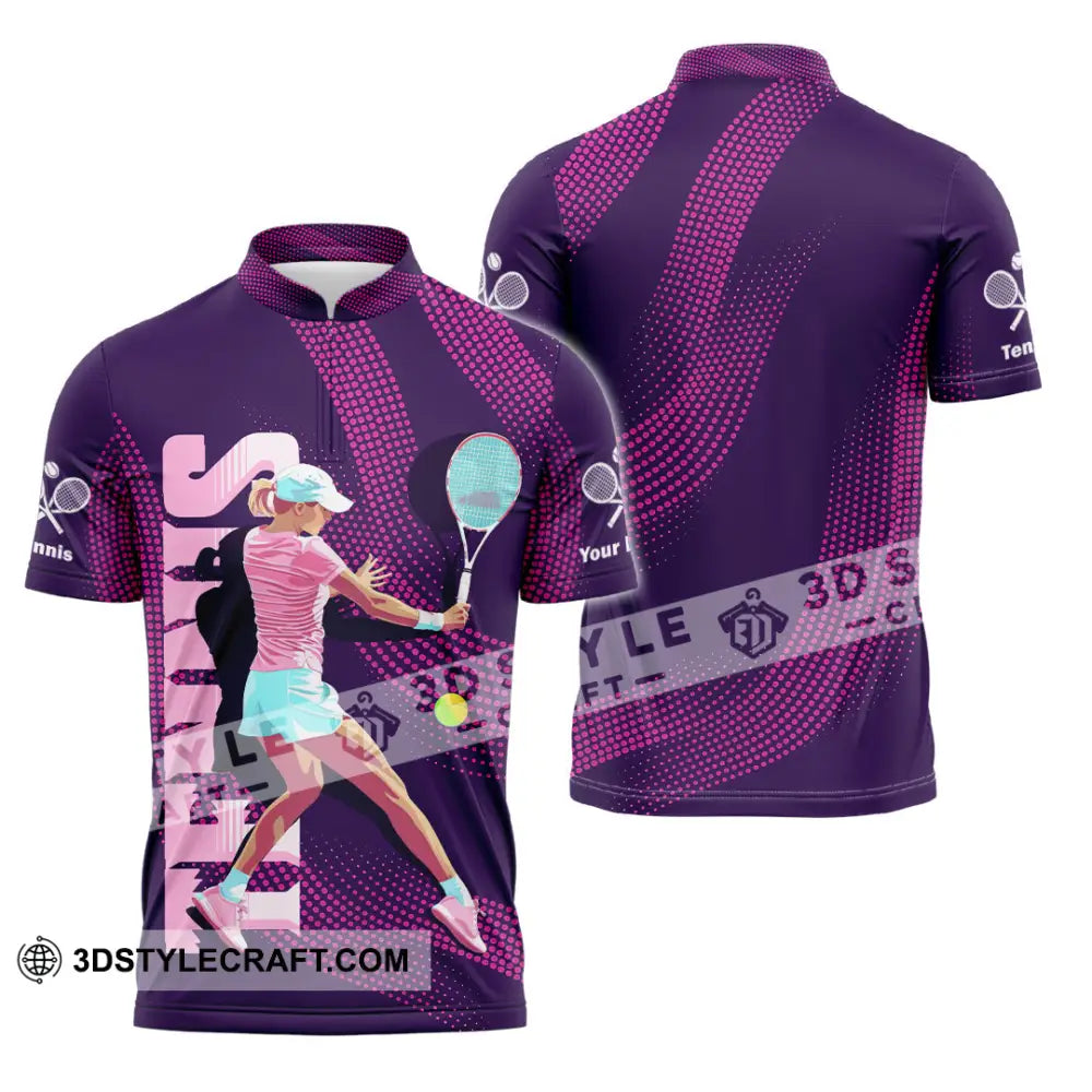 Women Shirt - Custom Tennis 3D Shirt Zipper Polo Shirt / S T-shirt
