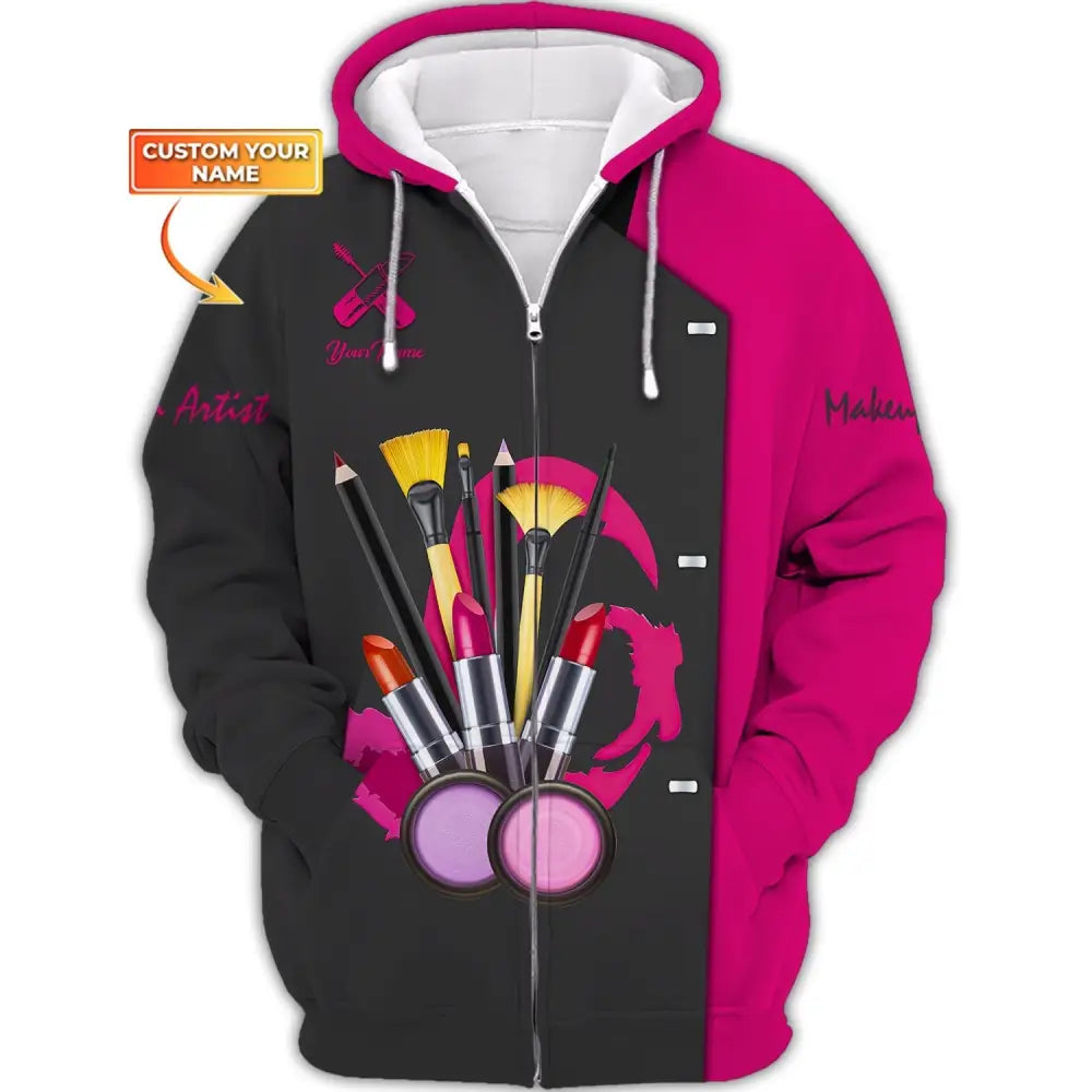 Women Shirt Makeup Artist Hoodie Sportwear Zipper / S T-Shirt