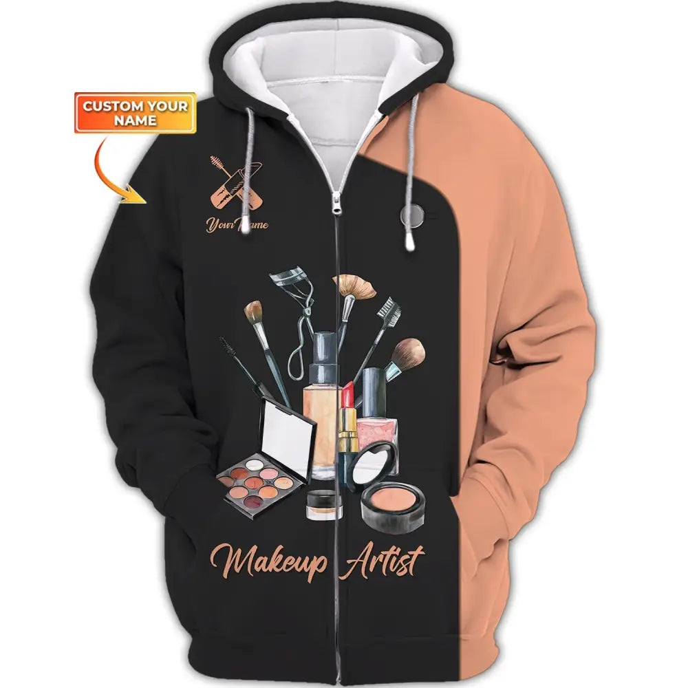 Women Shirt Makeup Artist Hoodie Sportwear Zipper / S T-Shirt