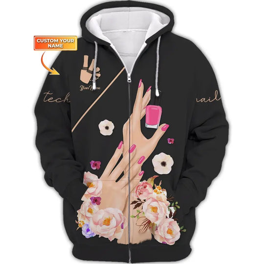 Women Shirt, Nail Technician Shirt, Nail Tech Hoodie, Nail Tech Sportwear style option 2
