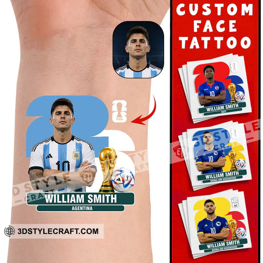 World Cup 2026, Custom Temporary Tattoo, Personalized Tattoo, Fake Tattoo style option 1
