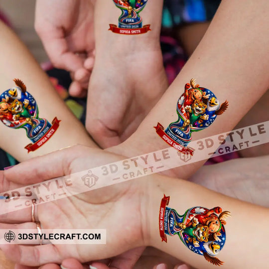 World Cup 2026, Custom Temporary Tattoo, Personalized Tattoo, Fake Tattoo style option 3